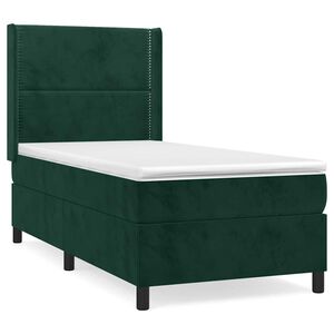 vidaXL Box spring krevet s madracem tamnozeleni 90x190 cm bar&scaron;unasti