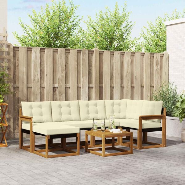 vidaXL Set vanjskih sofa s jastukom 7 pcs Prirodna i krem