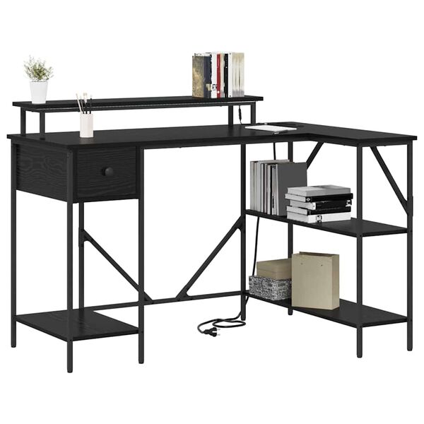 vidaXL Stol s ladicama Crni hrast 120 x 79 x 86,5 cm Konstruirano drvo