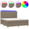 vidaXL Krevet box spring s madracem LED smeđesivi 180x200 cm tkanina