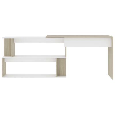 vidaXL Kutni radni stol bijeli i boja hrasta 200 x 50 x 76 cm drveni