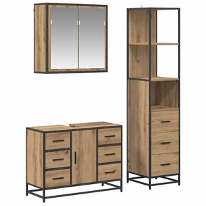 vidaXL Set namje&scaron;taja za kupaonicu s ladicama 3 pcs Umjetnički hrast
