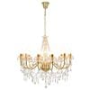 vidaXL Luster s perlama zlatni 12 žarulja E14
