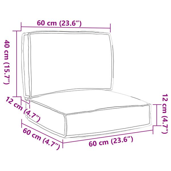 vidaXL Set jastučića za palete 2 pcs Vinska crvena Oxford tkanina