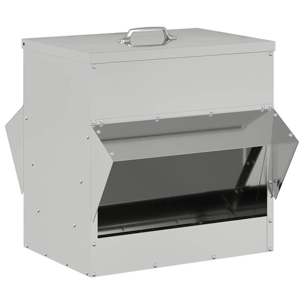 vidaXL Hranilica za piliće Srebrno 40,5 x 45 x 41 cm Cinkani čelik