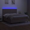 vidaXL Krevet box spring s madracem LED smeđesivi 160x200 cm tkanina