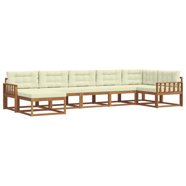 vidaXL Set vanjskih sofa s jastukom 7 pcs Prirodna i krem