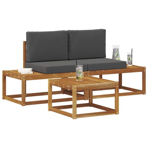 vidaXL Set vanjskih sofa s jastukom 3 pcs Prirodna