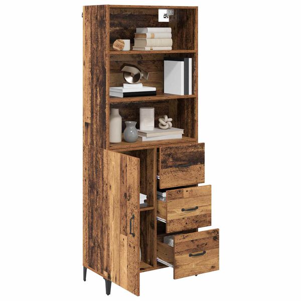 vidaXL Highboard Staro drvo 69,5 x 34 x 180 cm Konstruirano drvo