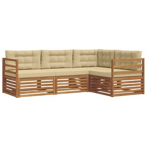 vidaXL Set vanjskih sofa s jastukom 4 pcs Prirodna i bež
