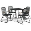 vidaXL 5-dijelni vrtni blagovaonski set od PVC ratana crni