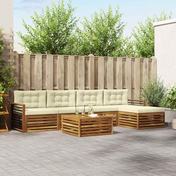 vidaXL Set vanjskih sofa s jastukom 6 pcs Prirodna i krem