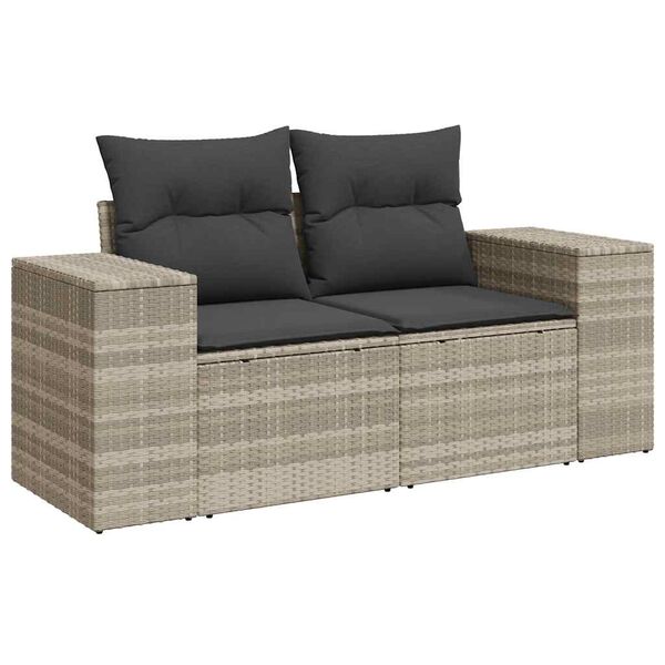 vidaXL 9-dijelni set vrtnih sofa od poliratana s jastucima svjetlosivi