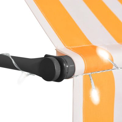 vidaXL Tenda na ručno uvlačenje LED 300 cm bijelo-narančasta