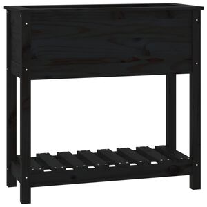 vidaXL Sadilica s policom crna 82,5x34,5x81 cm od masivne borovine