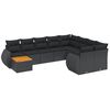 vidaXL 10-dijelni set vrtnih sofa s jastucima crni od poliratana