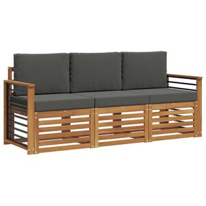 vidaXL Setovi sofa 3 kom. Prirodna i antracit Čvrsto drvo akacije