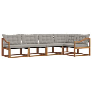 vidaXL Set vanjskih sofa s jastukom 5 pcs Prirodna i svijetlo siva