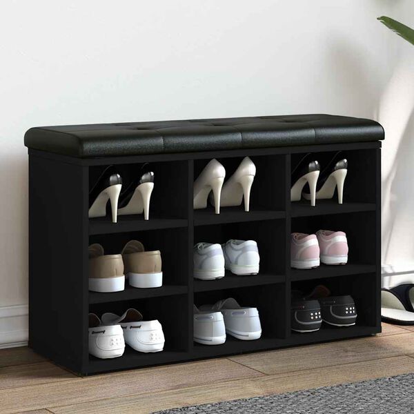 vidaXL Klupa za cipele crna 82 x 32 x 50 cm od konstruiranog drva