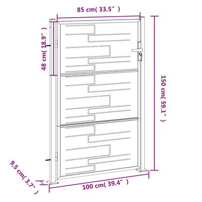 vidaXL Vrtna vrata 100 x 150 cm od nehrđajućeg čelika