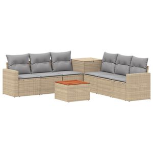 vidaXL Set sofe 8 kom. Bež i svijetlo siva Poli Rattan i čelik