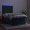 vidaXL Krevet box spring s madracem LED tamnozeleni 80 x 200 cm bar&scaron;un