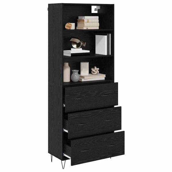 vidaXL Highboard s ladicama 2 pcs Crni hrast Konstruirano drvo