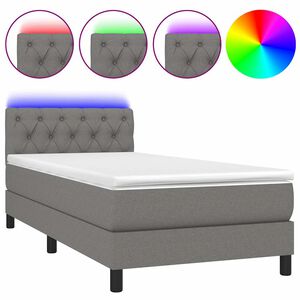 vidaXL Krevet box spring s madracem LED tamnosivi 80 x 200 cm tkanina