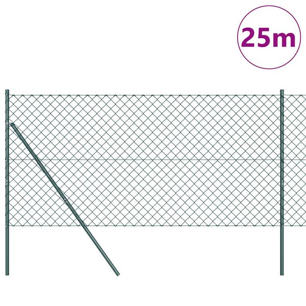 vidaXL Stup za ogradu Zelena 25 x 1,2 m (60 x 60 mm mreža) Čelik i PVC
