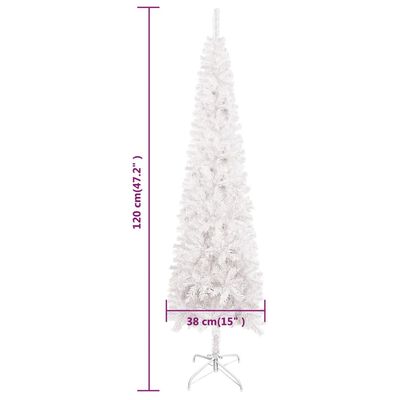 vidaXL Tanko osvijetljeno božićno drvce bijelo 120 cm