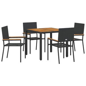 vidaXL Vrtni set za objed 5 pcs Crna poliratan