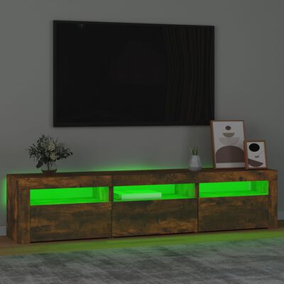 vidaXL TV ormarić s LED svjetlima boja dimljenog hrasta 180x35x40 cm