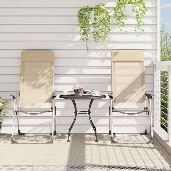 vidaXL Sklopive stolice za kampiranje 2 kom krem aluminijske