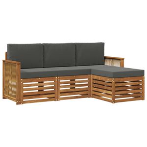 vidaXL Set vanjskih sofa s jastukom 4 pcs Prirodna i antracit