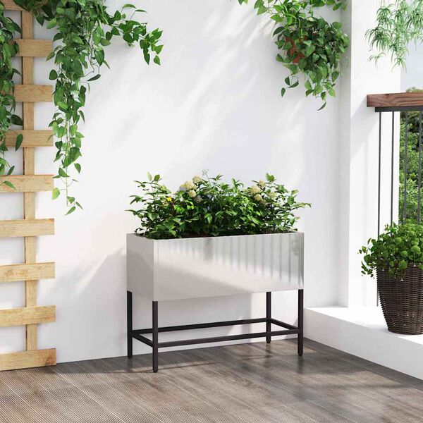 vidaXL Povi&scaron;eni Vrtni Planter Srebrno 60 x 26 x 45 cm Nehrđajući čelik