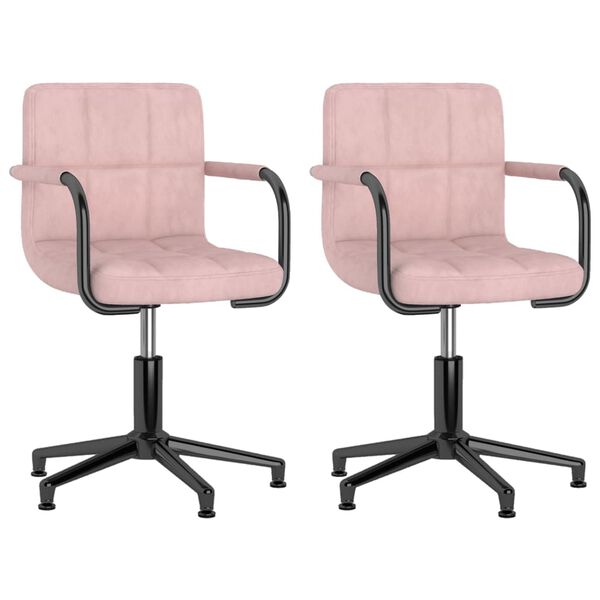 vidaXL Okretne blagovaonske stolice 2 kom ružičaste bar&scaron;unaste