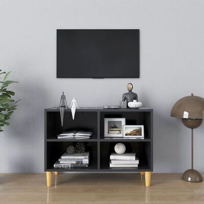 vidaXL TV ormarić s nogama od masivnog drva sivi 69,5 x 30 x 50 cm