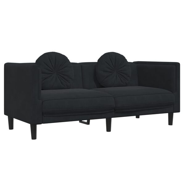 vidaXL 2-dijelni set sofa s jastucima crni baršunasti