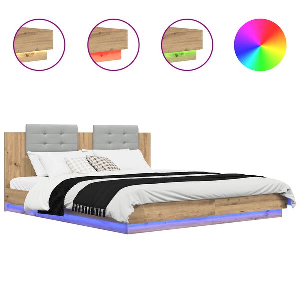 vidaXL Okvir kreveta s uzglavljem Umjetnički hrast 180 x 200 cm