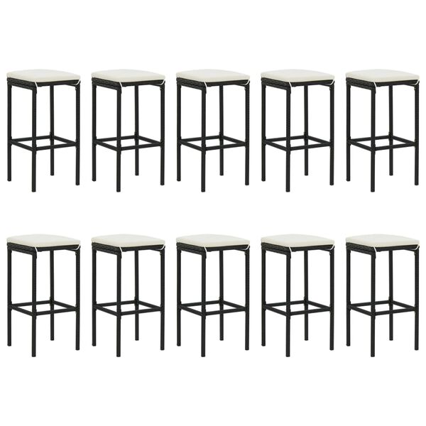 vidaXL 11-dijelni vrtni barski set od poliratana s jastucima crni