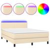 vidaXL Krevet box spring s madracem LED krem 140x190 cm od tkanine