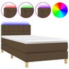 vidaXL Krevet box spring s madracem LED tamnosmeđi 90x200 cm tkanina