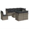 vidaXL 9-dijelni set vrtnih sofa od poliratana s jastucima sivi