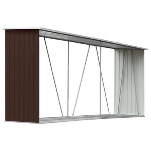 VidaXL Vrtna ostava za drva od pocinčanog čelika 330x84x152 cm smeđa