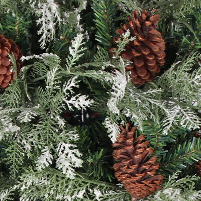 vidaXL Osvijetljeno božićno drvce i šiške zeleno-bijelo 120 cm PVC/PE