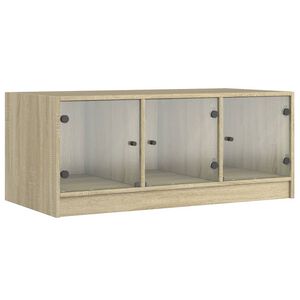 vidaXL Stolić za kavu sa staklenim vratima boja hrasta 102x50x42 cm
