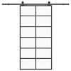 vidaXL Klizna vrata s priborom crna 90 x 205 cm od ESG stakla