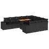 vidaXL 10-dijelni set vrtnih sofa s jastucima crni poliratana bagrem
