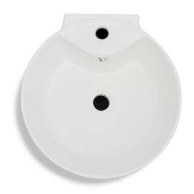 Bijeli keramički okrugli umivaonik sa zaštitom od prelijevanja