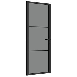 vidaXL Unutarnja vrata 76 x 201,5 cm crna od ESG stakla i aluminija